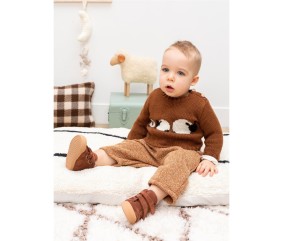 Patron gratuit Pull Chocolat bébé jacquard moutons Ingrid