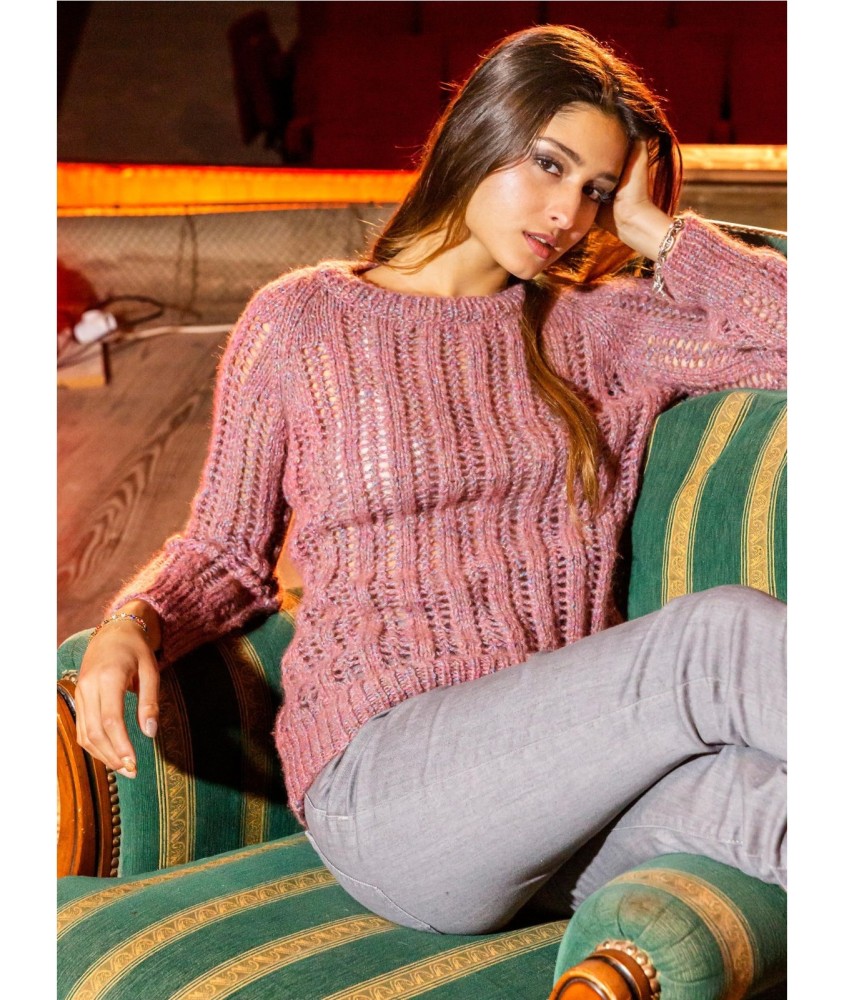 Patron tricot gratuit Pull femme ajouré Léane