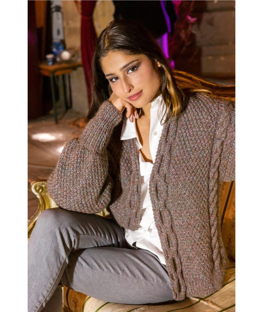 Patron tricot gratuit Veste femme bords torsadés Luna