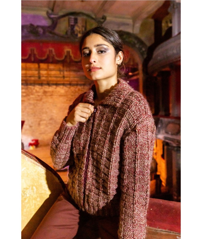 Patron tricot gratuit Blouson femme zippé Justine