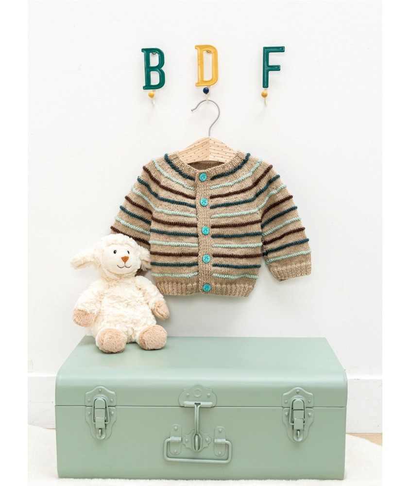Patron gratuit Gilet bébé rayé empiècement Clovis