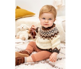 Patron gratuit Pull bébé jacquard empiècement Isaya
