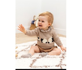 Patron gratuit Pull beige bébé jacquard moutons Ingrid