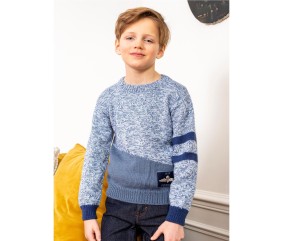 Patron tricot gratuit Pull garçon fin à bandes Ismaël