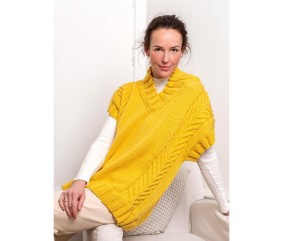Patron gratuit Sur-pull femme torsades col châle Marine