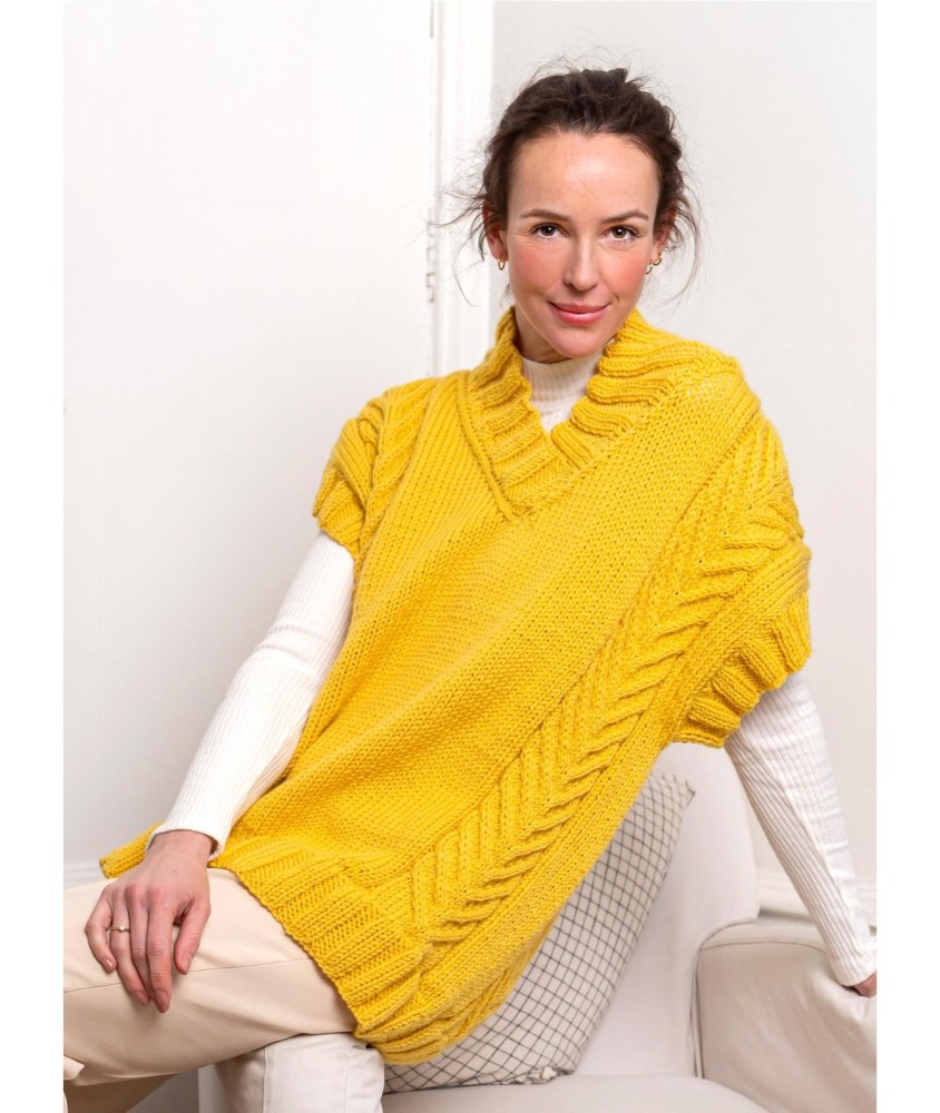 Patron gratuit Sur-pull femme torsades col châle Marine