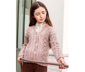 Patron tricot gratuit Gilet fille ajouré Prune