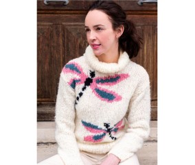 Patron tricot gratuit Pull femme libellules Pétronille