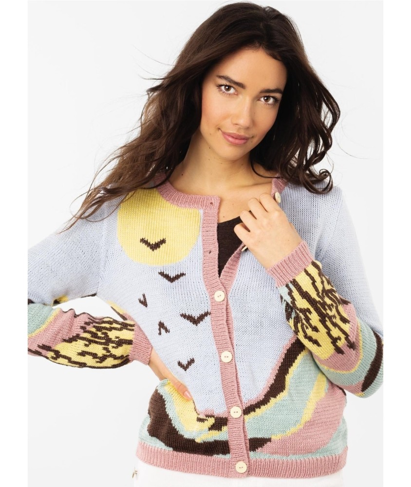 Patron tricot gratuit Gilet femme fin jacquard Clélie