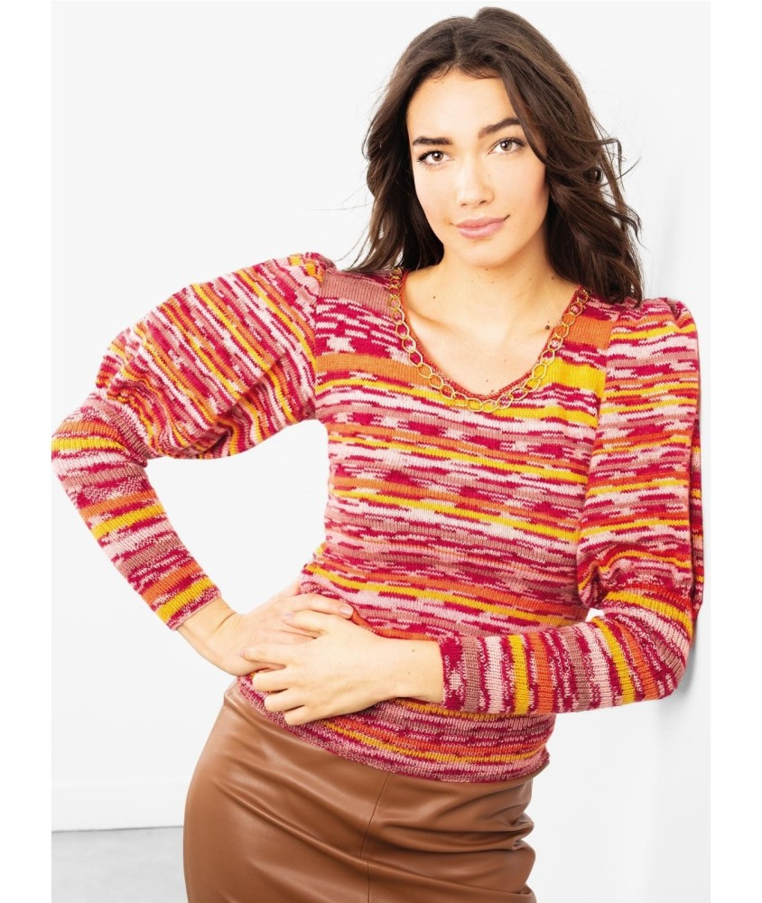 Patron tricot gratuit Pull femme fin Guillemette