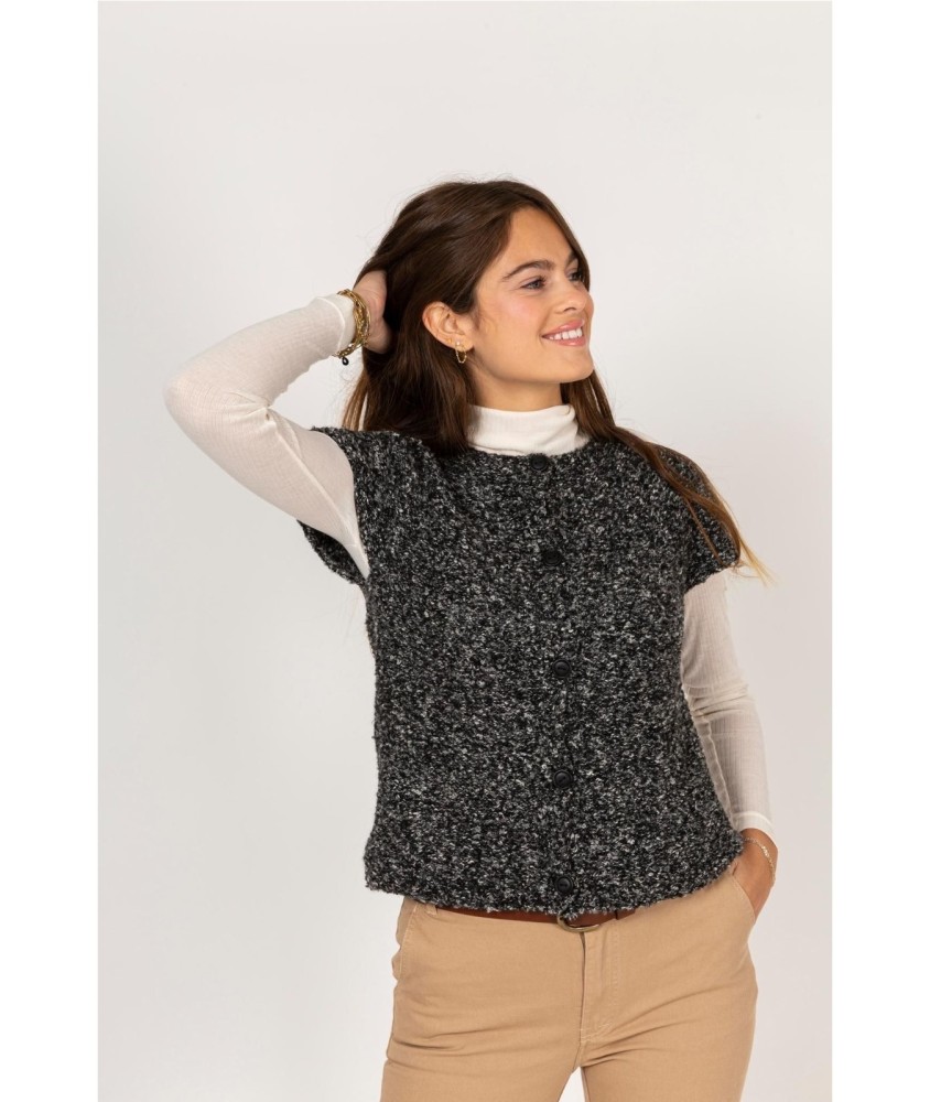 Patron tricot gratuit Gilet top down sans manches été