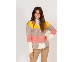 Patron tricot gratuit Gilet 4 couleurs au point mousse