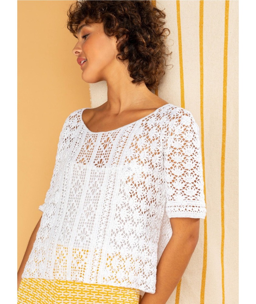 Patron gratuit Pull femme crochet vintage Clotilde
