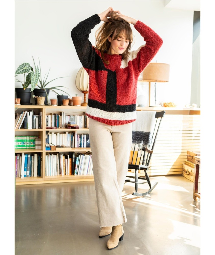 Patron tricot gratuit Pull léger patchwork géométrique