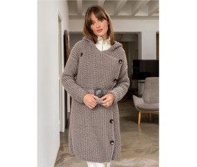 Patron crochet gratuit Manteau ceinturé à capuche