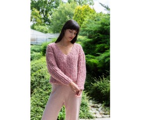 Patron tricot gratuit Pull V côtes anglaises