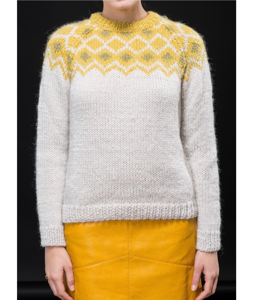 Patron tricot gratuit Pull Jacquard Empiècement