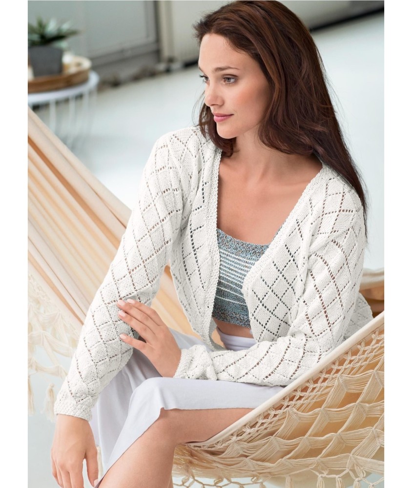 Patron tricot Gilet ajouré col V - Bergère de France