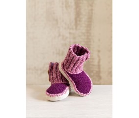 Patron tricot gratuit Chaussons enfant bicolores