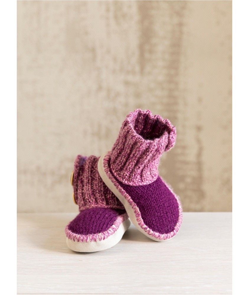 Patron tricot gratuit Chaussons enfant bicolores