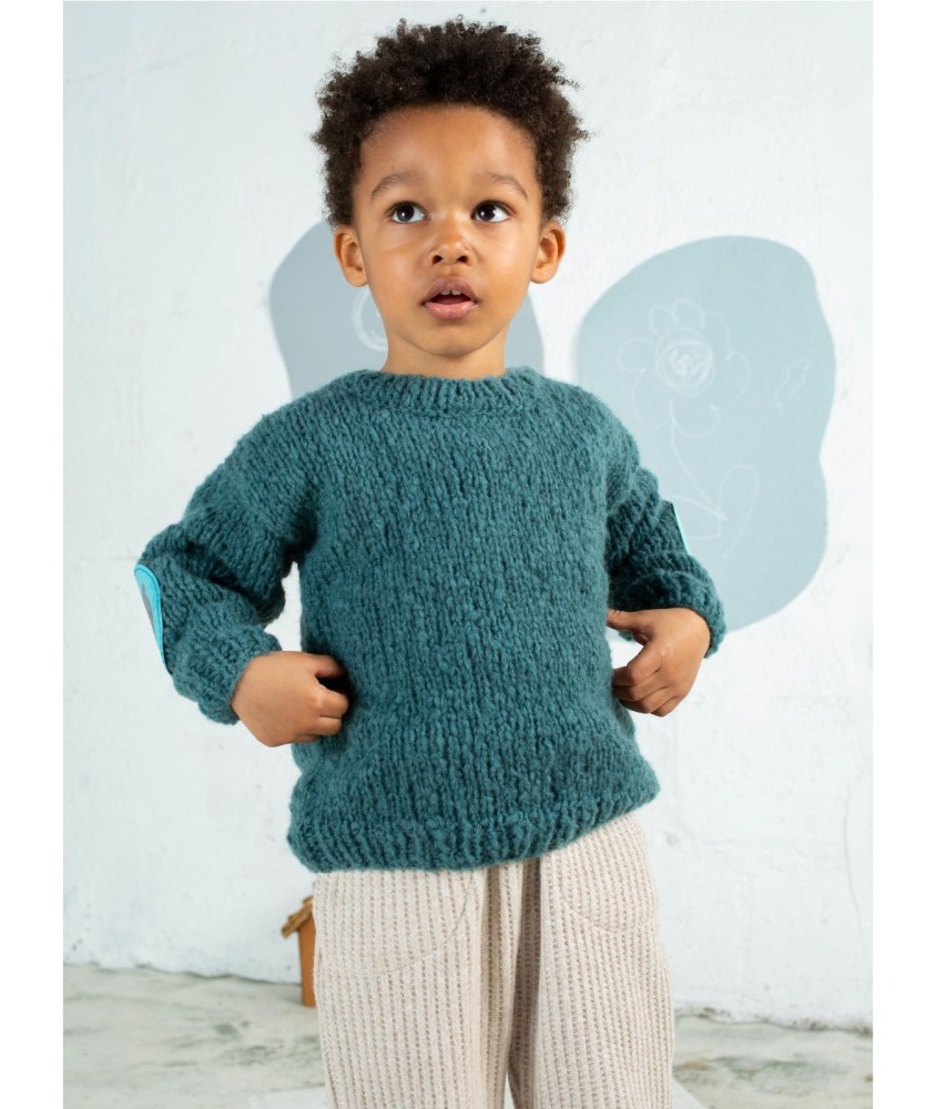 Patron tricot gratuit Pull col rond à coudières