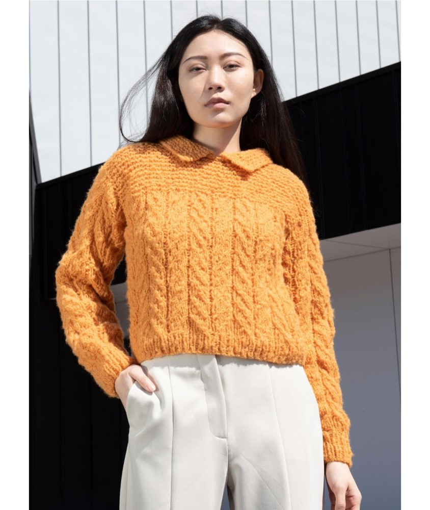 Patron tricot gratuit Pull court à torsades