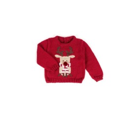 Patron tricot gratuit Pull col rond jacquard renne