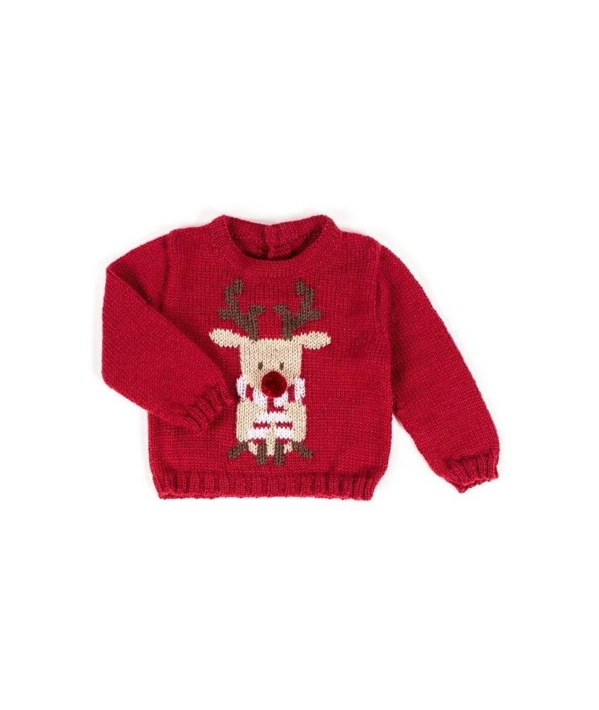 Patron tricot gratuit Pull col rond jacquard renne