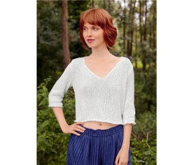Patron tricot gratuit Pull col V manches 3/4