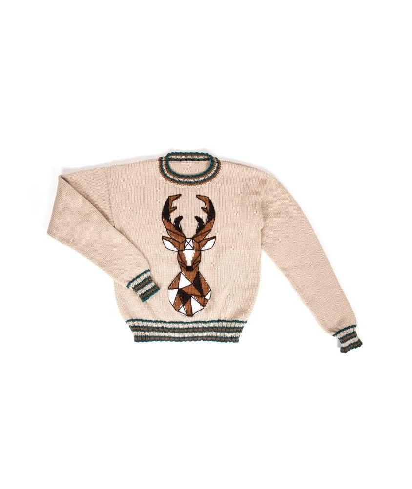 Patron tricot gratuit Pull col rond jacquard cerf