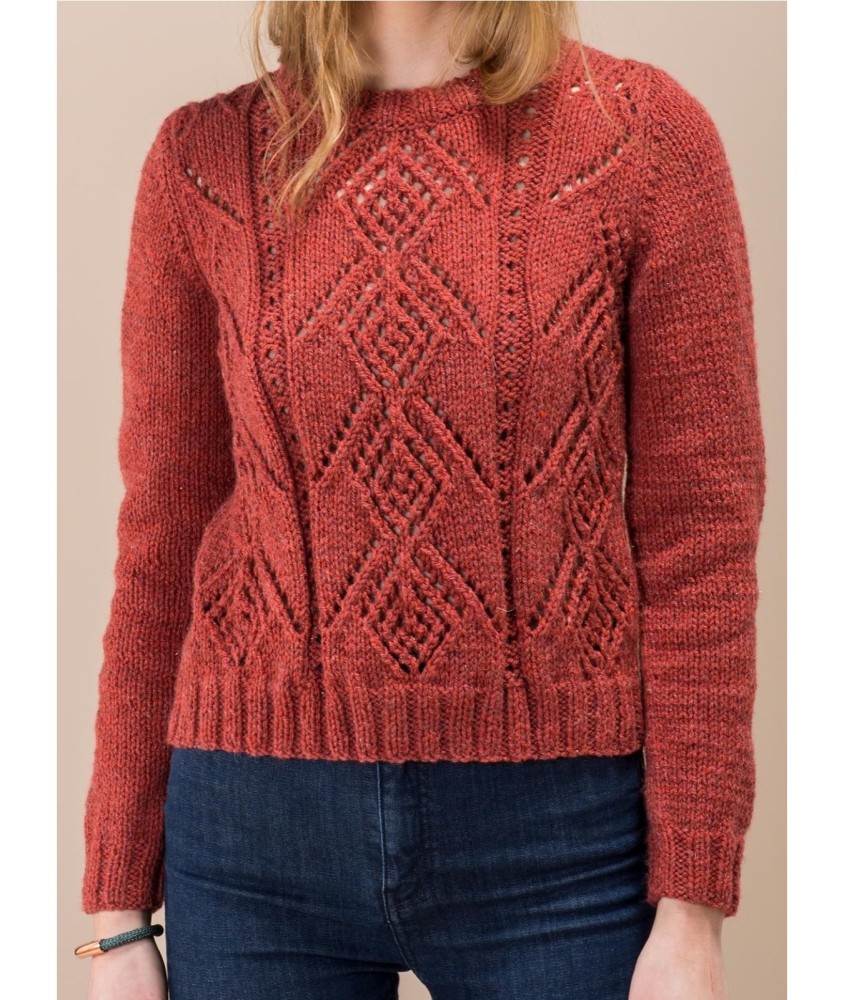 Patron tricot Pull ajouré col rond - Bergère de France