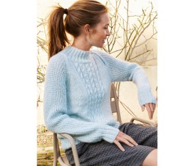 Patron tricot gratuit Pull à torsades raglan zippé