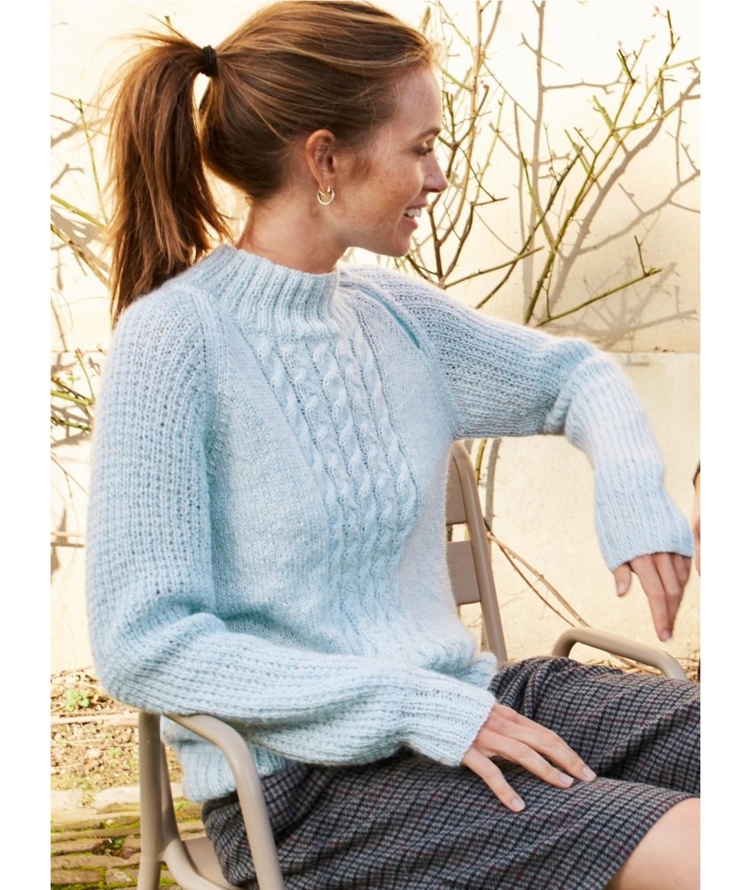 Patron tricot gratuit Pull à torsades raglan zippé