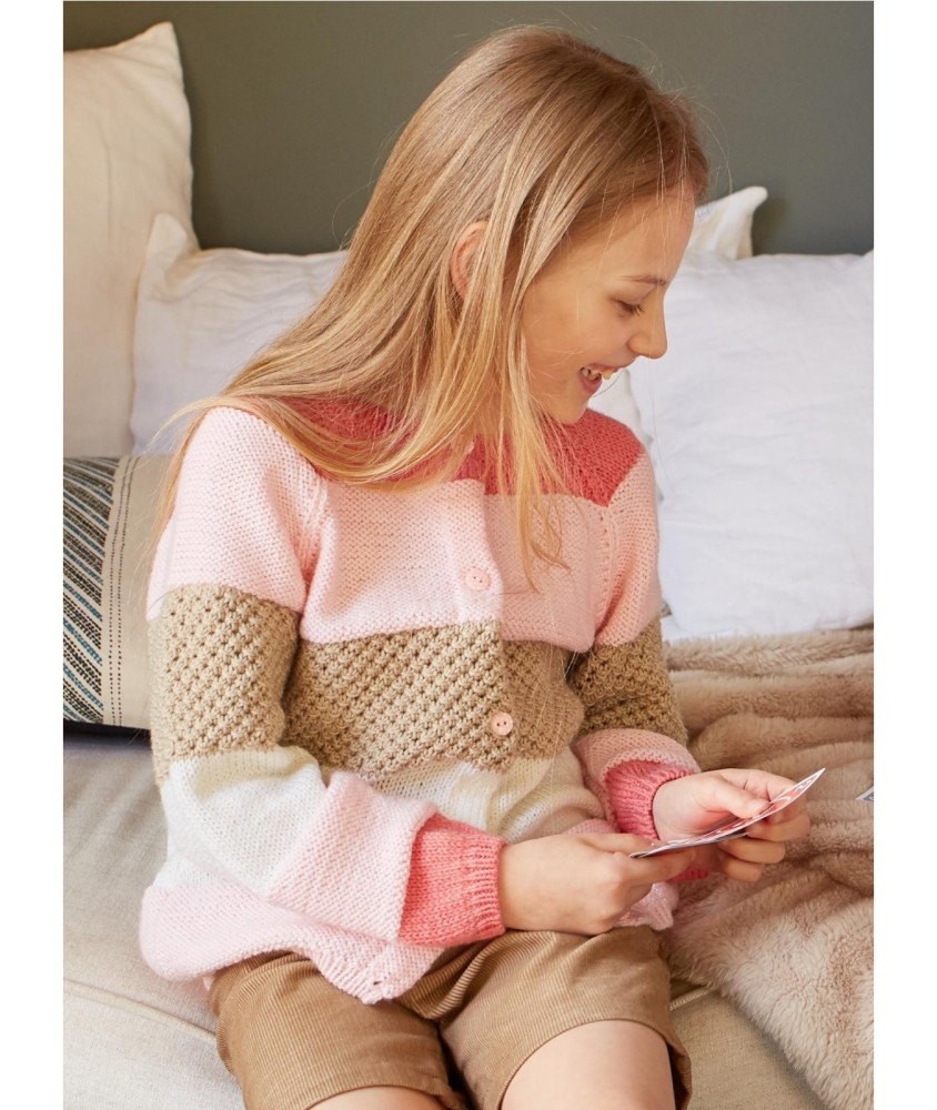 Patron tricot gratuit Gilet raglan à bandes