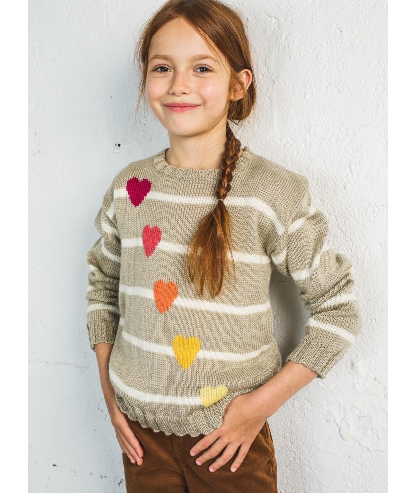 Patron tricot Pull jacquard cœurs - Bergère de France