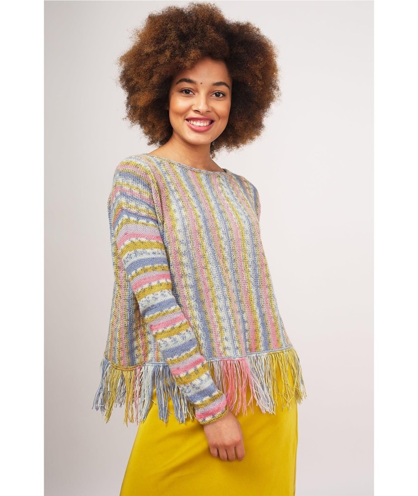 Patron tricot Pull à franges - Bergère de France