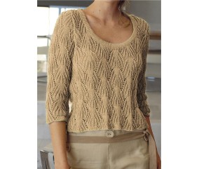 Patron tricot gratuit Pull fantaisie manches 3/4