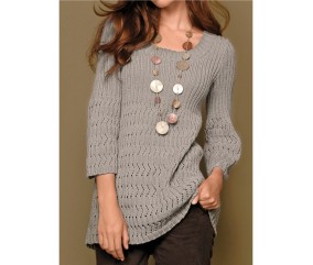 Patron tricot gratuit Tunique ajourée manches 3/4