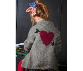 Patron tricot gratuit Veste col châle jacquard cœur