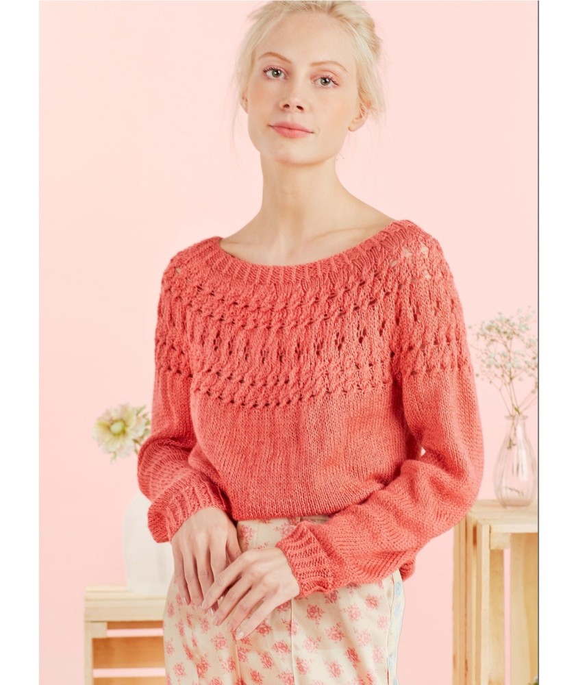 Patron tricot gratuit Pull empiècement ajouré
