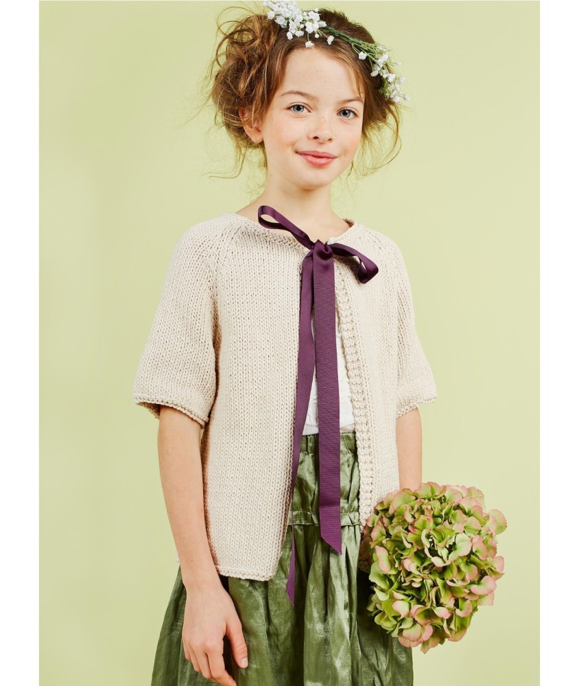 Patron tricot gratuit Gilet raglan manches 3/4