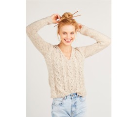 Patron tricot gratuit Gros pull à torsades col V