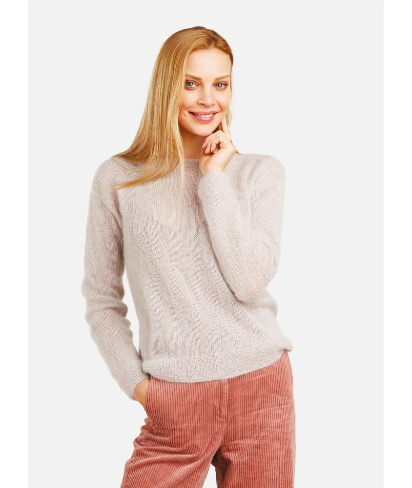 Patron tricot gratuit Pull mohair col bateau