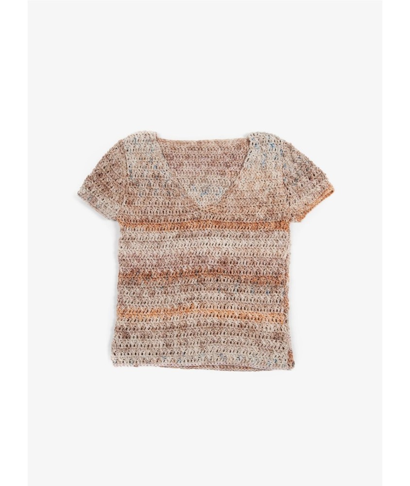 Patron crochet gratuit Pull col V au crochet