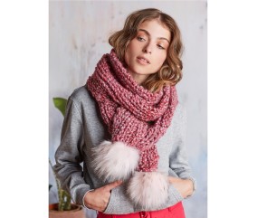 Patron tricot gratuit Grande écharpe à pompons