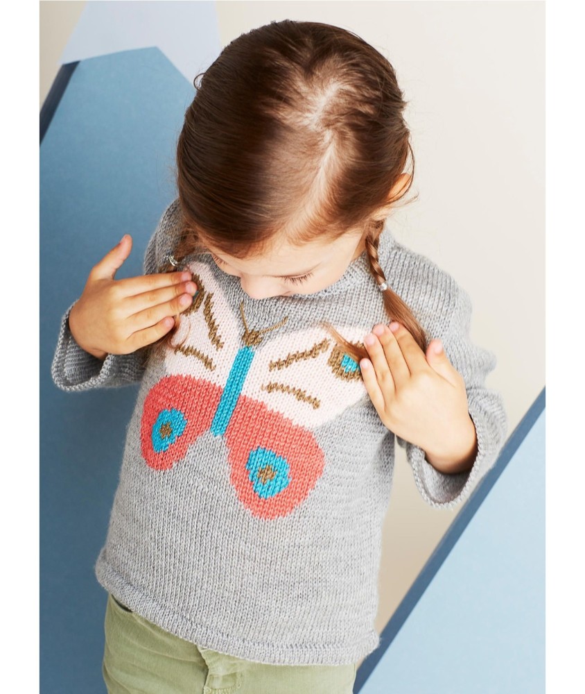 Patron tricot Pull motif papillon - Bergère de France