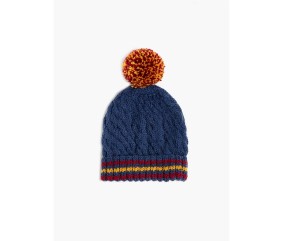 Patron gratuit Bonnet à torsades pompon bicolore