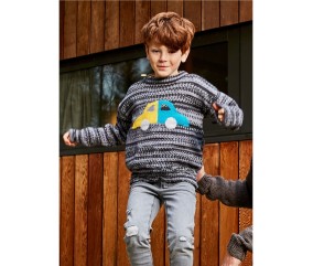 Patron tricot gratuit Pull fin motif voiture