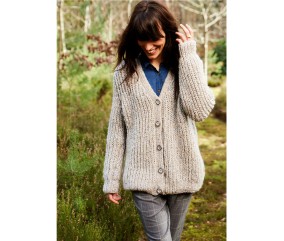 Patron tricot Gilet à côtes col V - Bergère de France