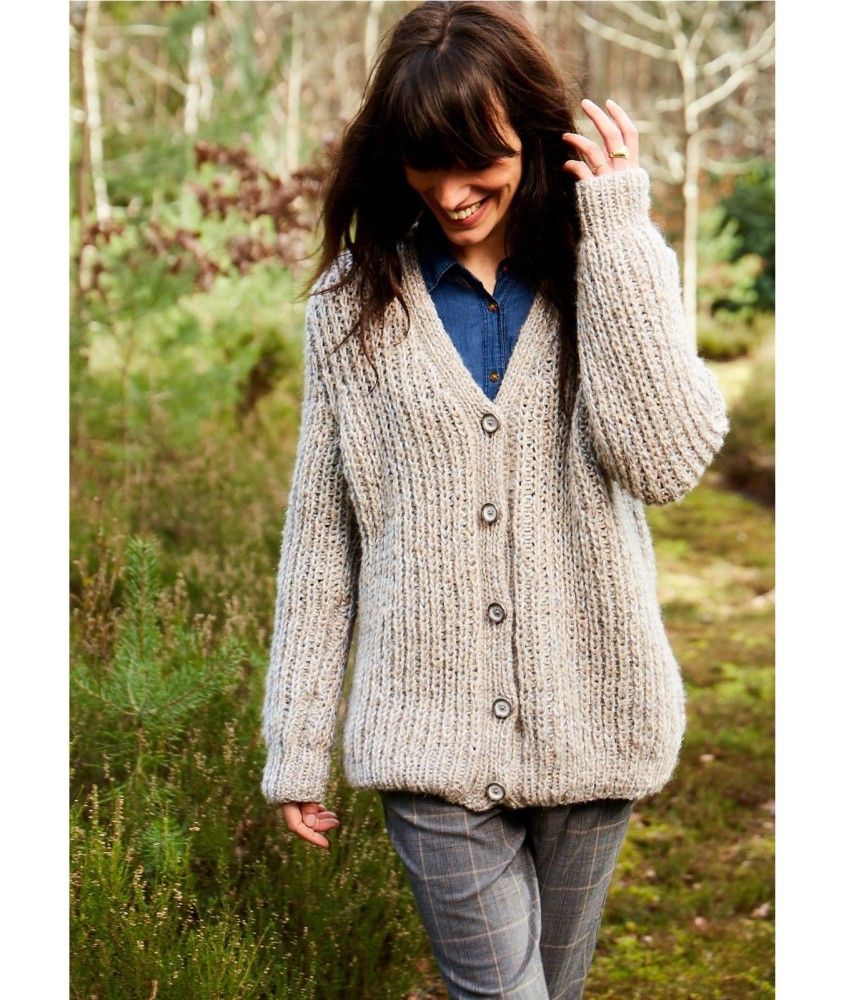 Patron tricot Gilet à côtes col V - Bergère de France